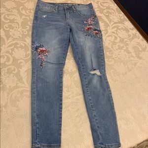Vanilla Star Blue Skinny Jeans with Floral Embroidery